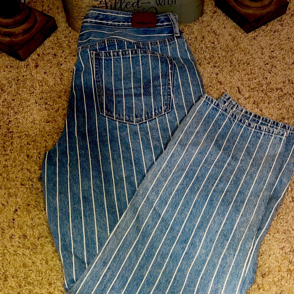 Washed out strippes jeans